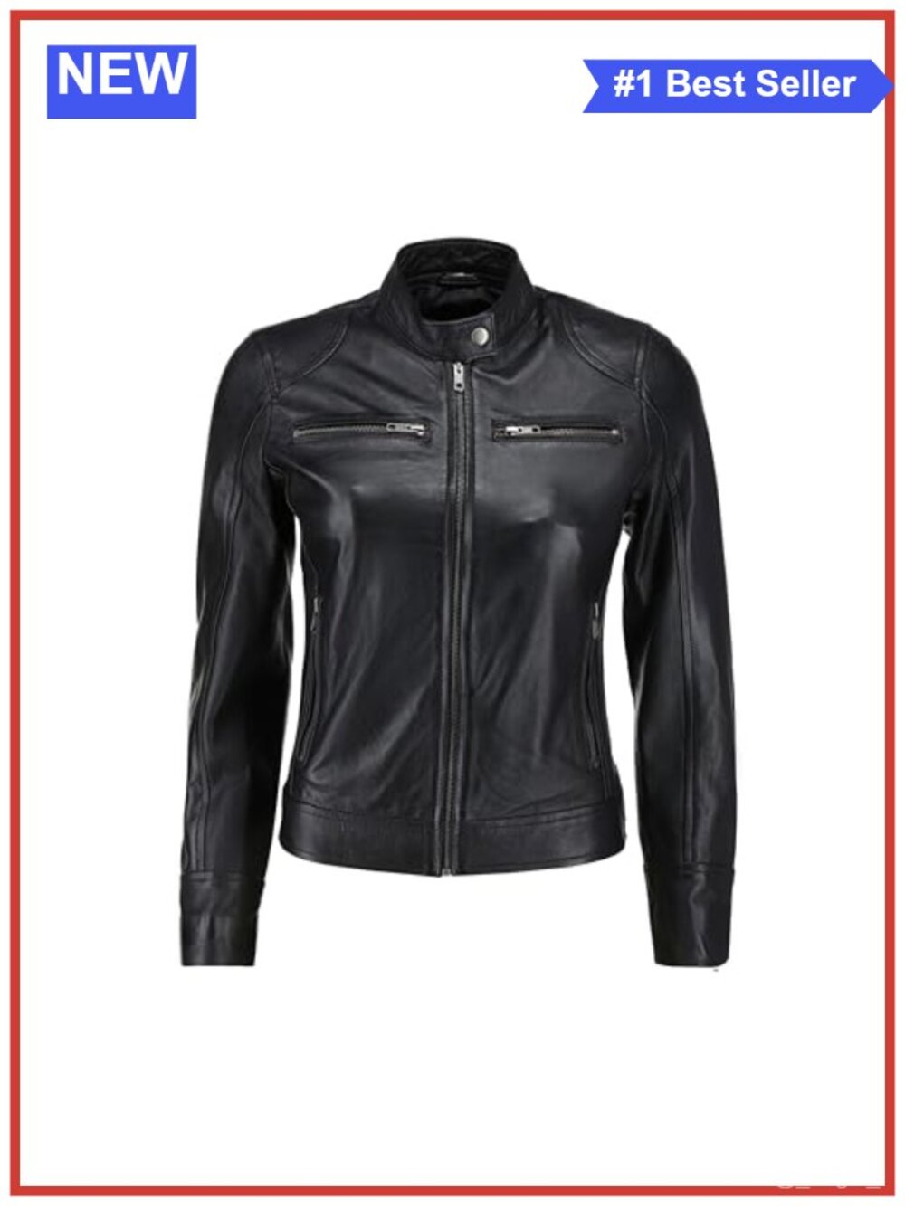 Real Lambskin Leather Jacket Women Cafe Racer Soft Sleek Biker